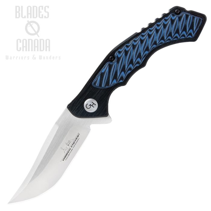 Gil Hibben Blue Whirlwind Flipper Folding Knife, G10/6061 Aluminum Handle, GH5125